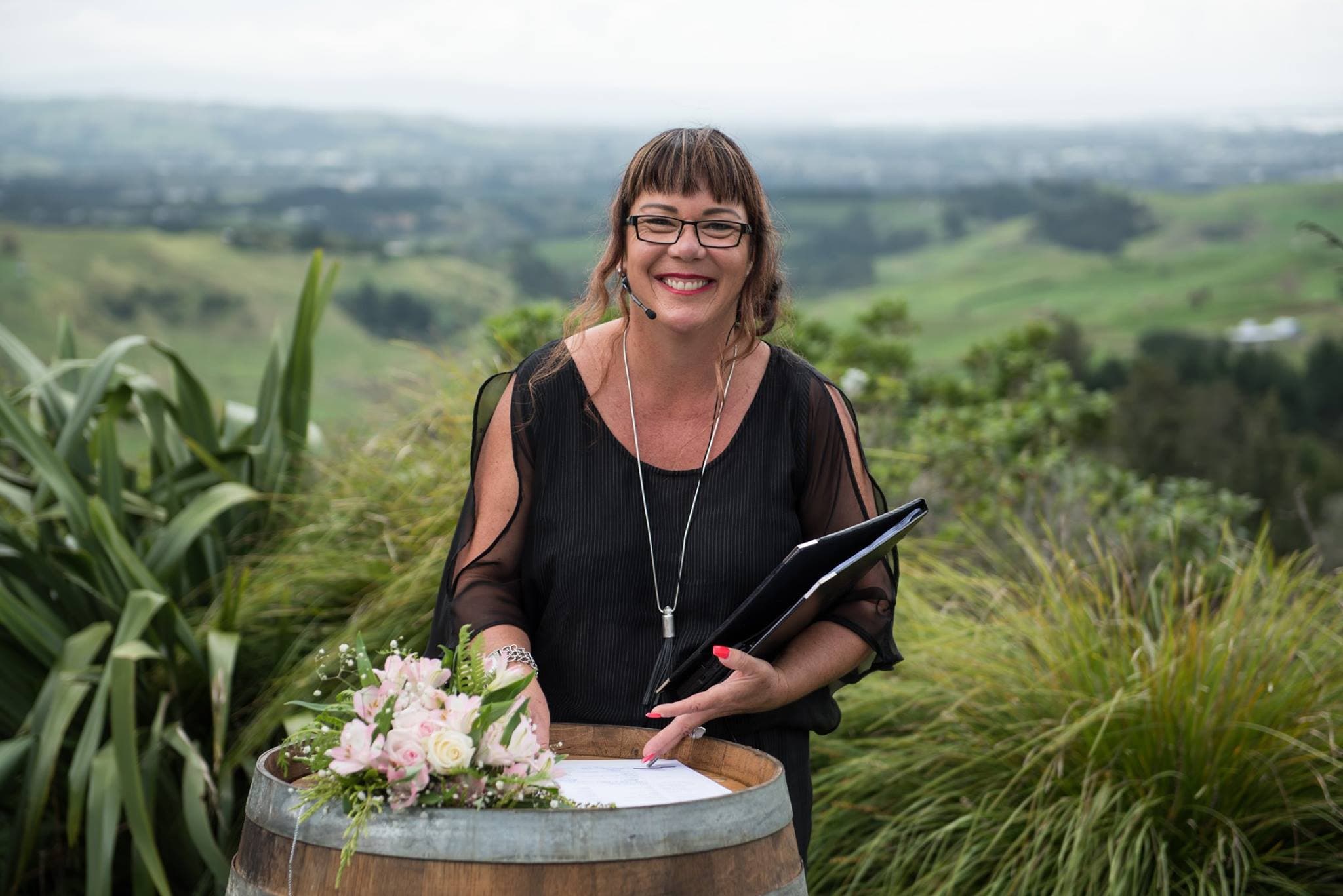 Debbie Hunt performing a wedding ceremony